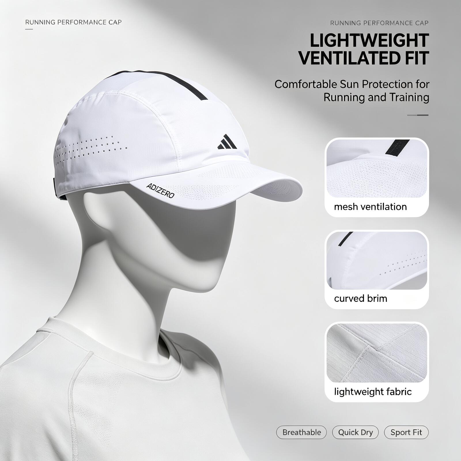 Белая бейсболка Adidas для бег – обзор и цена Running Cap Mesh